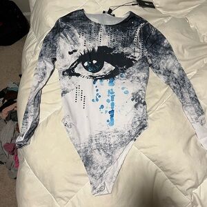 Abstract art long sleeve body suit